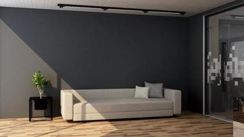 3d render guest lounge wall mockup design with modern minimalist interior design concept photo