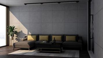 3d render guest lounge wall mockup design with modern minimalist interior design concept photo