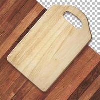 Old wooden cutting board isolated on transparency background. photo