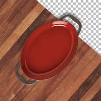 Empty colored ceramic serving tray or bakeware isolated over transparent background. photo