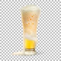 Isolated cold beer on glass with foam photo