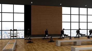 Modern gym interior design - modern minimalist concept in 3d render photo