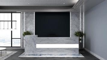 3D Render Reception Room - modern minimalist interior design concept photo