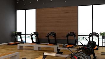 diseño de interiores de gimnasio moderno - concepto minimalista moderno en 3d foto