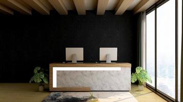 Sala de recepción de renderizado 3d - concepto de diseño de interiores minimalista moderno foto