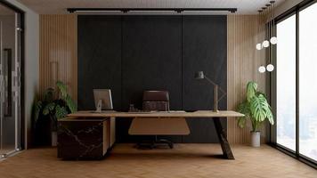 3D Render office design - manager room interior wall mockup photo