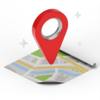 3D-Pin-Point-Karte gps. 3D-Rendering png