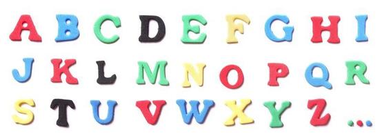 alfabeto de letras de goma espuma foto