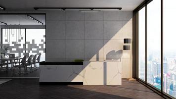 3D Render Reception Room - modern minimalist interior design concept photo