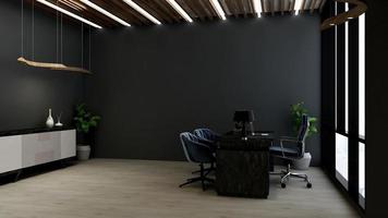 3D Render office design - manager room interior wall mockup photo