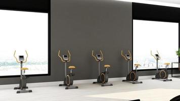 Modern gym interior design - modern minimalist concept in 3d render photo