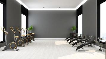 Modern gym interior design - modern minimalist concept in 3d render photo