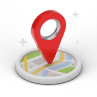 3D-Pin-Point-Karte gps. 3D-Rendering png