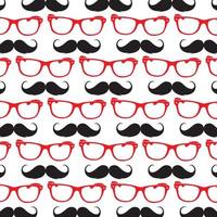 Seamless vector pattern. Glasses, mustaches on the white background. Can be used as a holiday background for Father's Day.