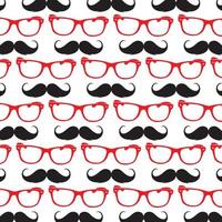 Seamless vector pattern. Glasses, mustaches on the white background. Can be used as a holiday background for Father's Day.