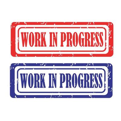Work in progress grunge rubber stamp on white background, vector illustration