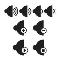 Sound icon set. Symbol showing the audio level with different signal. Vector icon collection