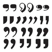 Collection of quotation mark symbols. Commas icons on White background. vector