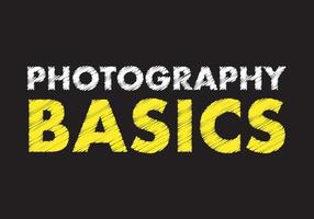 Photography basics writing text on black chalkboard. vector illustration