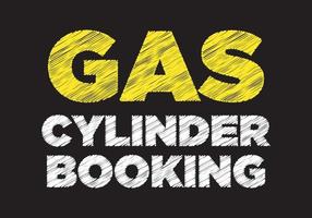 Gas cylinder booking writing on black background vector