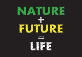 Nature Plus future is equal to life writing on black chalkboard vector