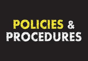 Policies and procedures writing text on black chalkboard. vector