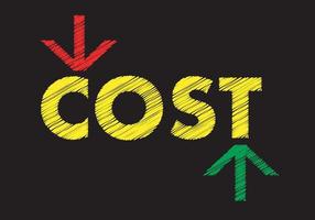 Cost up down with arrows sign on black chalkboard vector