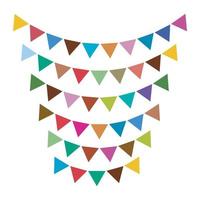 Vector set of decorative party pennants with different sizes and lengths. Celebrate flags. Rainbow garland. Hanging colored flags.