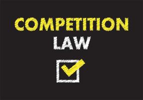 Competition law writing text on black chalkboard. Questionnaire vector