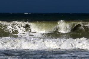 Storm on the Mediterranean Sea in northern Israel. photo