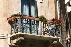 Haifa Israel June 15, 2020. Large balcony on the facade of a residential building. photo