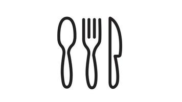 Fork and knife vector icon. Line with Editable stroke