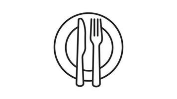 plato y cuchillo con una ilustración de vector de tenedor