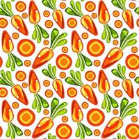 Seamless pattern of carrots with leaves on white background vector