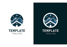 logo with a mountain landscape for a hotel in the mountains. vector