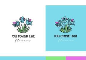 logotipo para una empresa de flores, marca de estilo antiguo, dibujo a mano vector