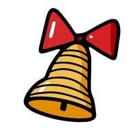 Striped bell with bow in doodle style. vector