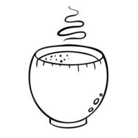 linda taza de bebida caliente. ilustración vectorial en estilo garabato. vector