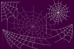 halloween celebration with spider web set vector