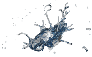 3d water splash transparent, clear blue water scattered around isolated. 3d render illustration png