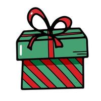 Festive gift box decorated with a bow in doodle style vector