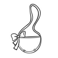 Women's handbag on a long strap. Vector illustration in doodle style.