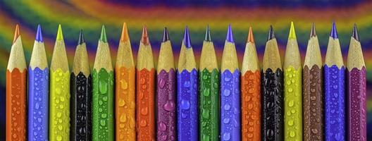 Panorama colorful crayons photo