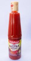 Sidoarjo, Jawa timur, Indonesia, 2022 -  indofood extra spicy chili sauce bottle packaging photo