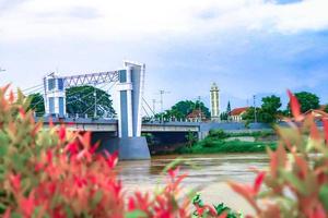 Kediri, Jawa timur, Indonesia, 2022 - Brawijaya bridge in the city of Kediri seen from afar photo