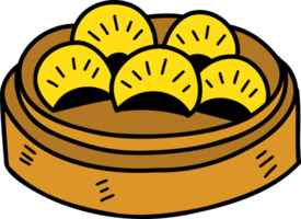 hand drawn dumplings placed on a plate illustration on transparent background png