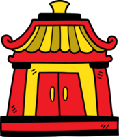 hand drawn chinese temple illustration on transparent background png