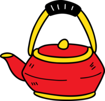 hand drawn chinese kettle illustration on transparent background png