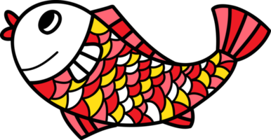 mano disegnato carino koi pesce illustrazione su trasparente sfondo per modello design png