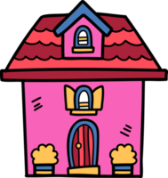 hand drawn cute two storey house illustration on transparent background png